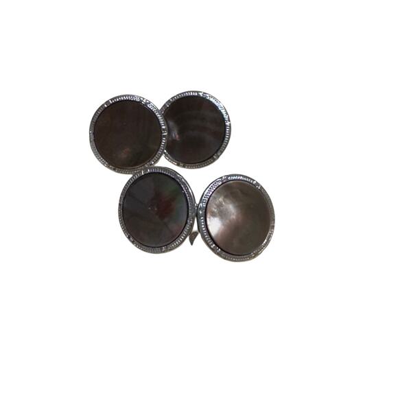 Vintage Grey Mother of Pearl Hickok Chain Cuff Links Cufflinks - Picture 2 of 7